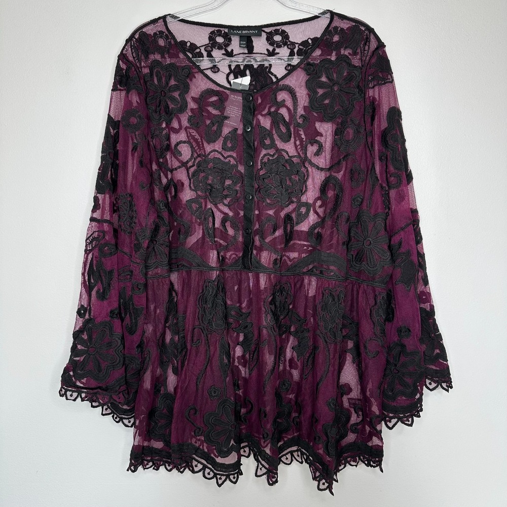 Lane‎ Bryant Sheer Lace Tunic Top Size 22 Whimsigoth